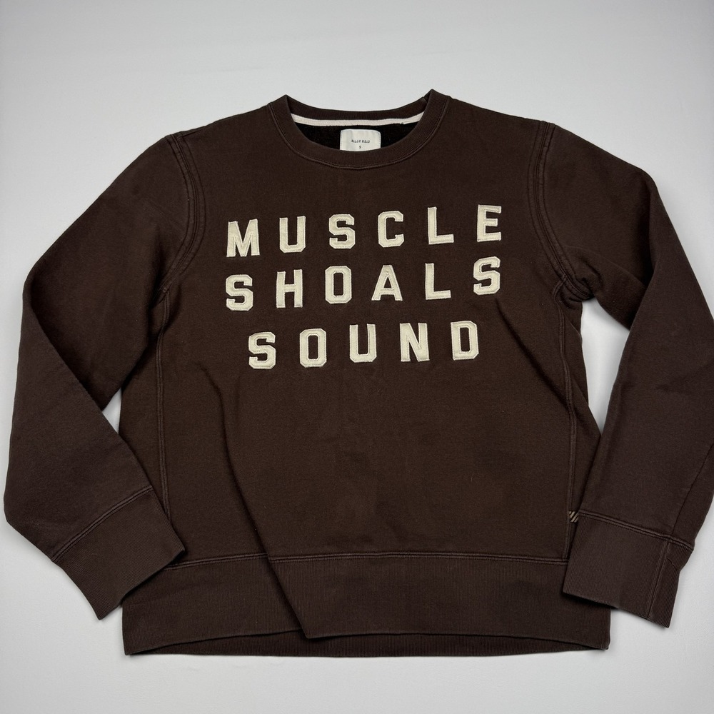 Billy Reid Sweatshirt Mens Small Brown Fleece Crewneck Muscle Shoals Sound Music